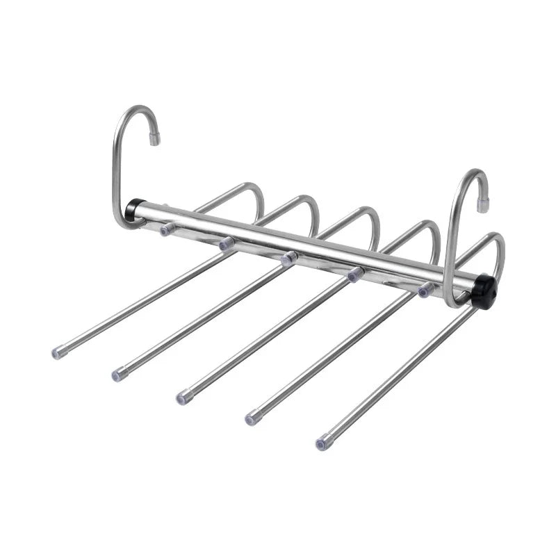 Stainless Steel Folding Pants Hanger – Multi - Layer Magic Clips & Retractable Space - Saving Organizer - DryNest™